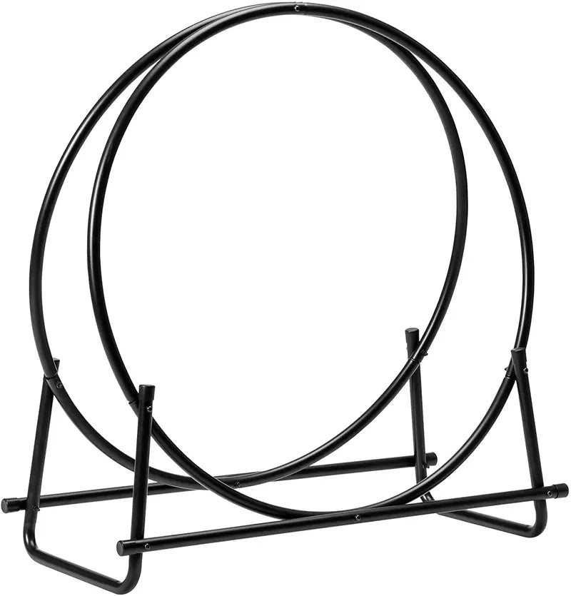 41-Inch Tubular Steel Log Hoop ¨C Heavy-Duty Firewood Holder for Indoor Fireplaces or Outdoor Pits