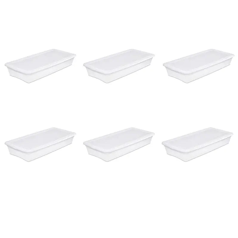 41-Quart White Plastic Storage Box ¨C Pack of 6