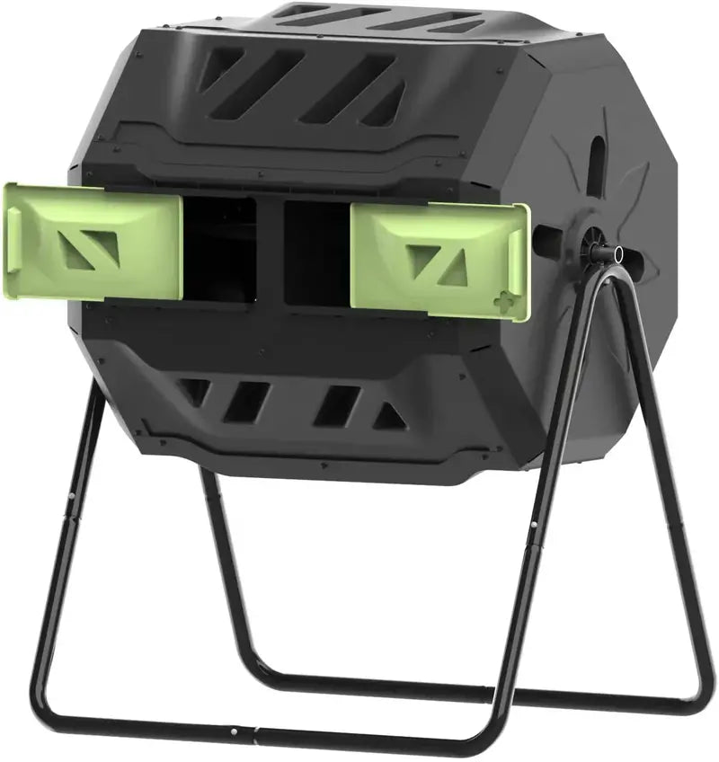 43-Gallon Dual-Chamber Compost Tumbler with Enhanced Aeration, BPA-Free Construction, and Sturdy Steel Frame ¨C Blue Door