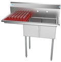 43-Inch Freestanding Two-Compartment Stainless Steel Sink with Drainboard