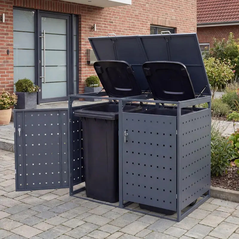 44-Cubic-Foot Outdoor Storage Bin with Dual Locking Doors, Gas Struts &amp; Shock Absorption