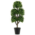 45-Inch Artificial Boxwood Topiary Tree with Cement Planter and Five Ball Forms