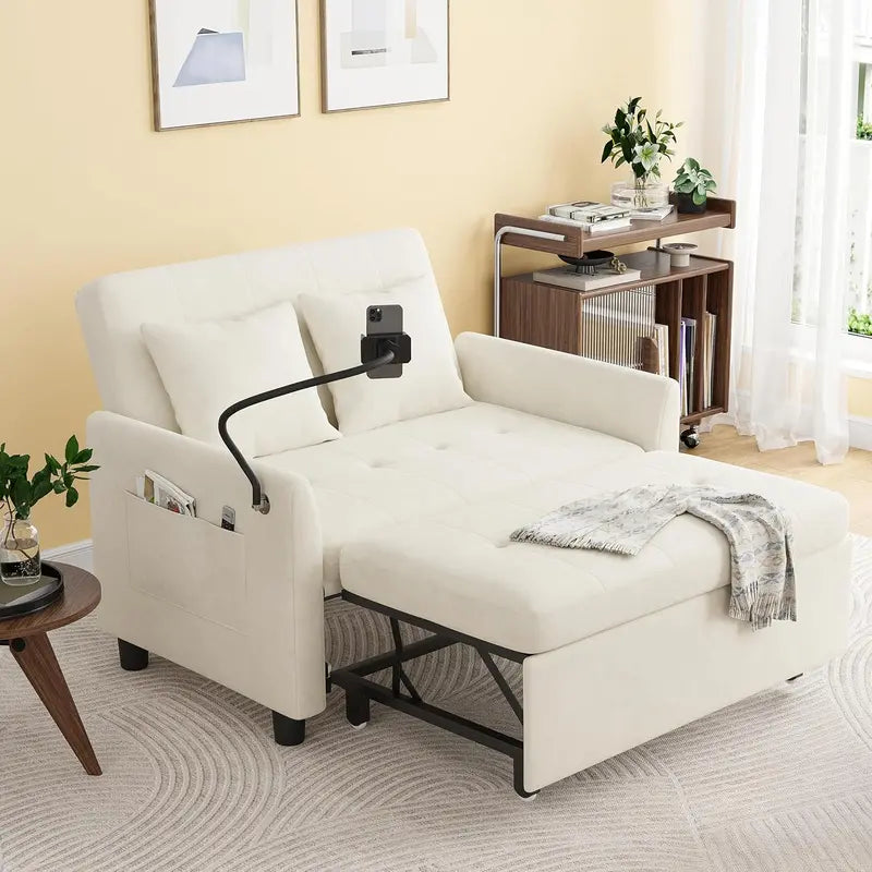 46-Inch Velvet Loveseat Sleeper Sofa ¨C Full-Size Convertible Futon Couch with Pull-Out Bed Function