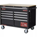 46″W x 24″D 9-Drawer Gloss Black Mobile Tool Chest &amp; Workbench