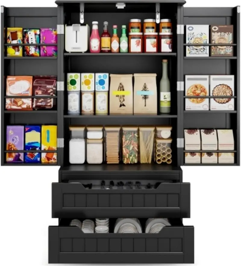 47-Inch Freestanding Storage Cabinet with Drawers and Shelves ¨C Compact Kitchen or Bathroom Pantry