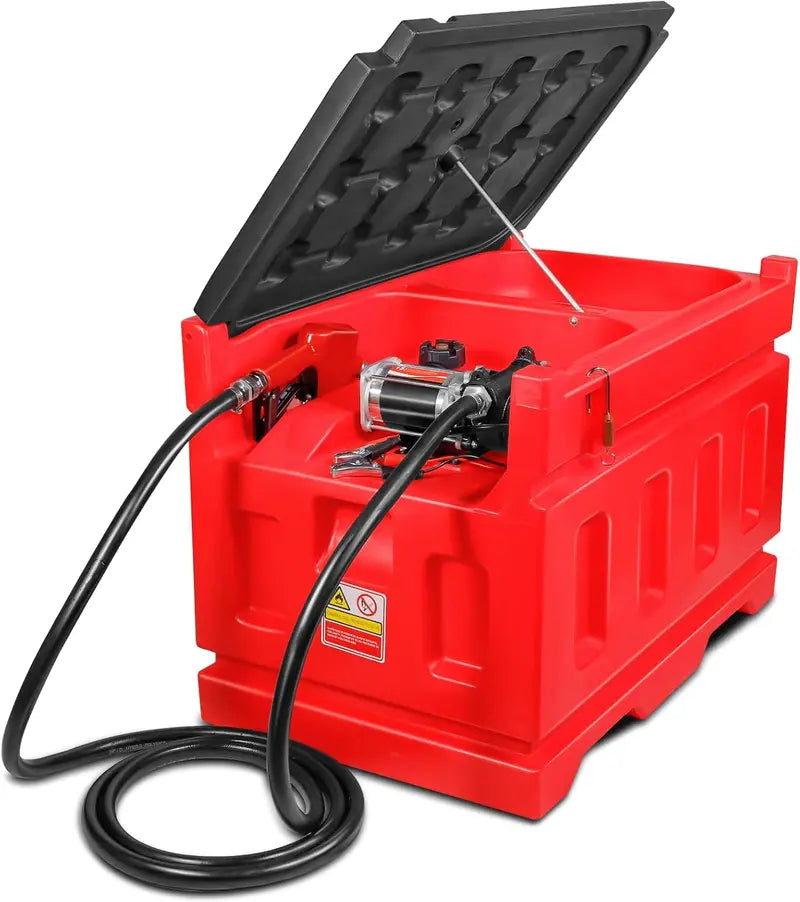 48-Gallon Portable Fuel Transfer Tank ¨C 12V DC Self-Priming Pump, 15 GPM Flow Rate, 13.1 ft Hose, Auto-Nozzle, Gasoline &amp; Diesel Compatible
