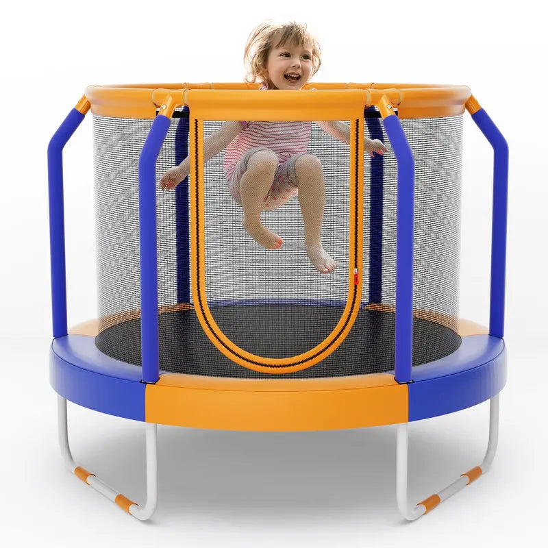 48-Inch ASTM-Certified Kids¡¯ Trampoline with Enhanced Safety Enclosure &amp; Ground-Level Design