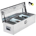 48-Inch Diamond Plate Aluminum Truck Bed Toolbox with Internal Shelf ¨C Silver
