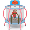 48-Inch Pumpkin-Themed Trampoline ¨C Indoor/Outdoor Bounce Mat with Basketball Hoop &amp; Backboard