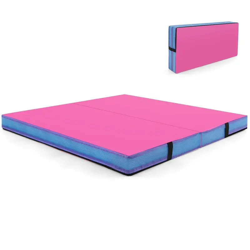 48-Inch Thickened Bi-Fold Fitness Mat ¨C PU Leather Cover with Carry Handles