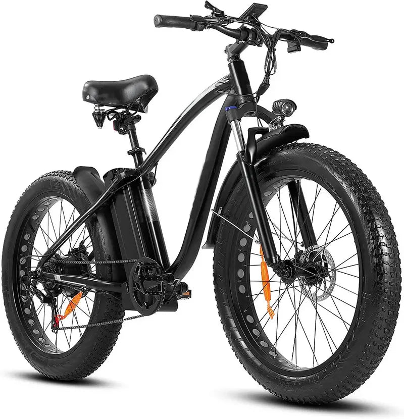48V/15Ah Lithium-Powered Outdoor Electric Bike ¨C Sleek Black Frame
