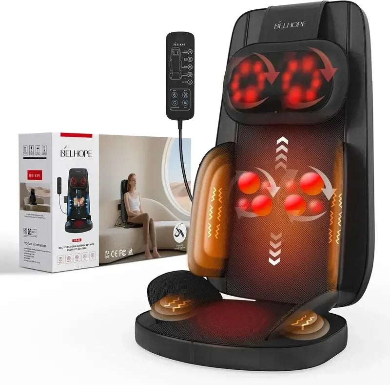 4D Kneading Shiatsu Back Massager ¨C Portable Office or Home Chair Attachment for Neck &amp; Spine Relief