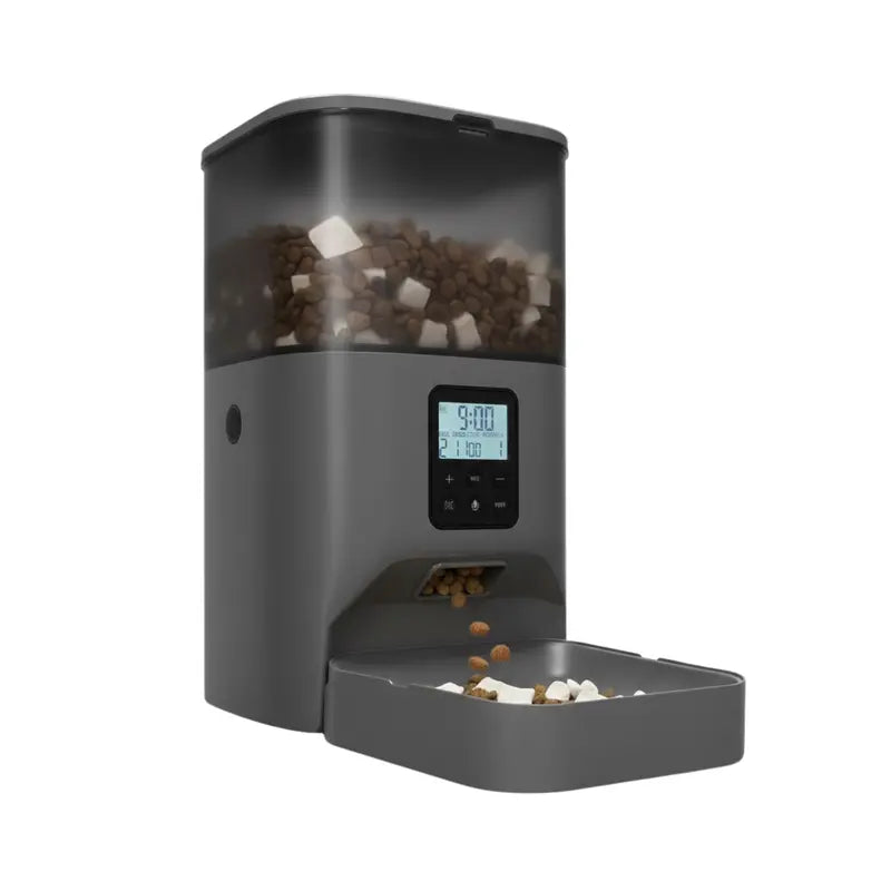 4L Smart Automatic Feeder for Cats and Dogs ¨C Gray, with Voice Memo &amp; Timer