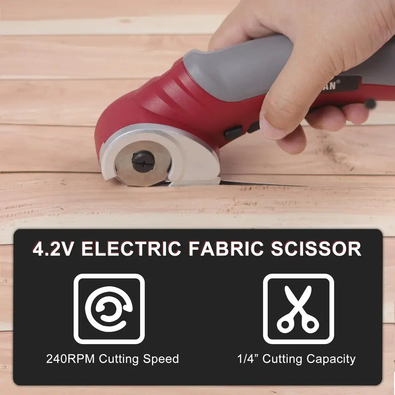 4V Rechargeable Cordless Electric Scissors ¨C Safety-Locked Box Cutter for Cardboard, Fabric, and Leather