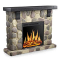 50-Inch Electric Fireplace with Realistic Flame Effect and Stone-Finish Mantel Package (Model Y4926)