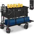 50-Inch Heavy-Duty Folding Wagon with Brakes ¨C 500-LB Capacity, 400L Dual-Tier Utility Cart