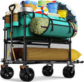 50-Inch Outdoor All-Terrain Wagon ¨C Collapsible Double-Decker Utility Cart with Large Wheels and 400L Capacity