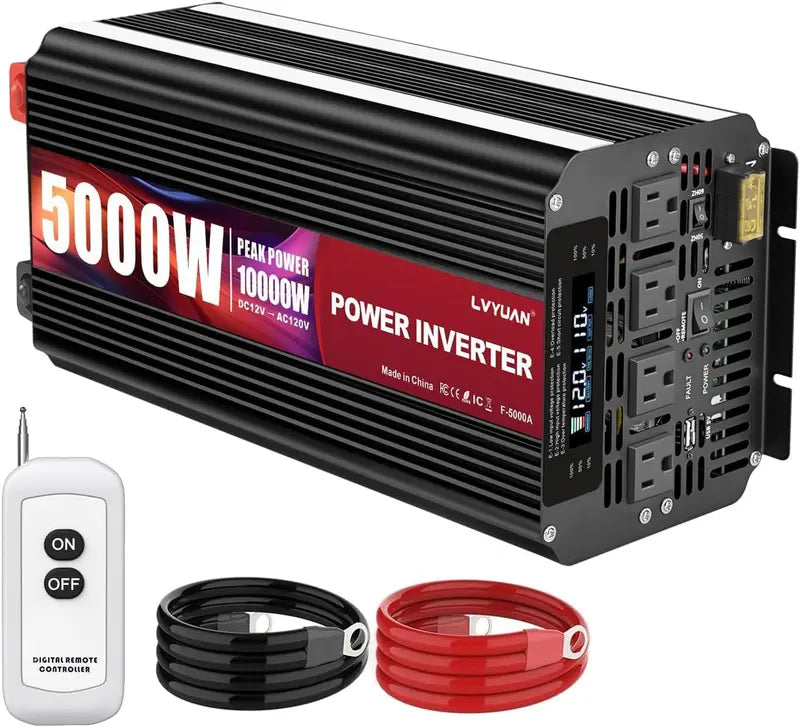 5000W Heavy-Duty 12V to 120V Power Inverter ¨C RV, Solar, and Off-Grid Ready with LCD Display &amp; Wireless Remote