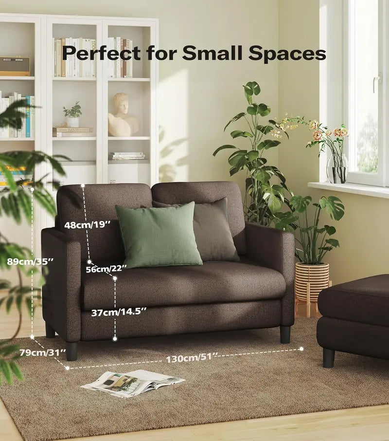 51-Inch Corduroy Loveseat ¨C Compact Tool-Free Assembly Sofa Ideal for Small Living Areas