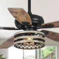52-Inch Farmhouse-Style Driftwood Ceiling Fan with Black Cage &amp; Remote Control