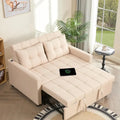 52-Inch Linen Sleeper Sofa Bed ¨C 3-in-1 Convertible Loveseat with Adjustable Backrest &amp; Side Storage Pockets, Dark Grey